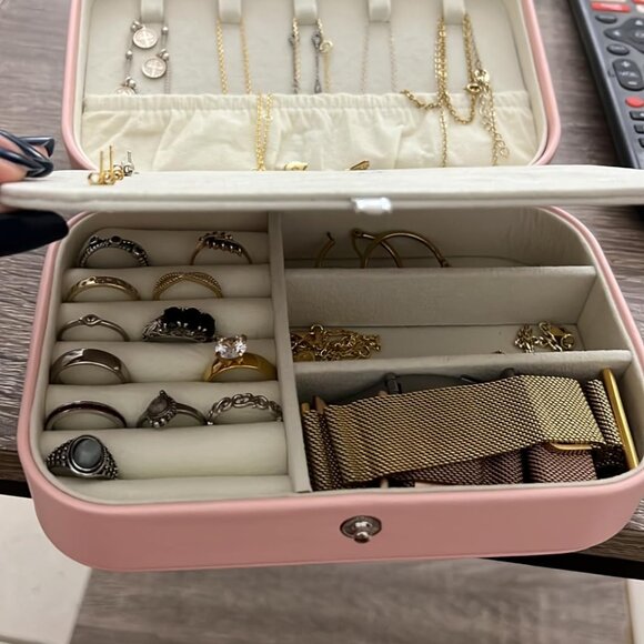 Women Jewelry Box Portable Mini Travel Case Display Storage Holder Boxes PINK - Picture 3 of 6